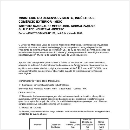 Portaria DIMEL/INMETRO 109:2007 - Situação: Revisto