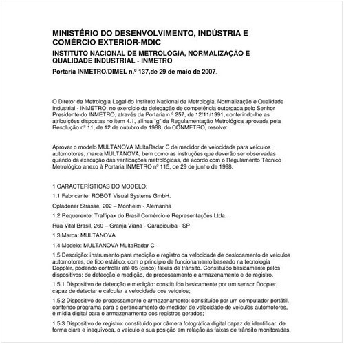 Portaria INMETRO/DIMEL 137:2007 - Situação: Em vigor