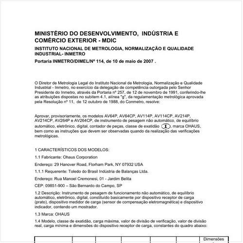Portaria DIMEL/INMETRO 114:2007 - Situação: Revisto