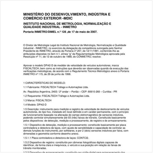 Portaria DIMEL/INMETRO 128:2007 - Situação: Revisto