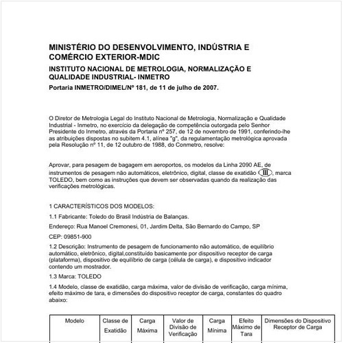 Portaria DIMEL/INMETRO 181:2007 - Situação: Revisto