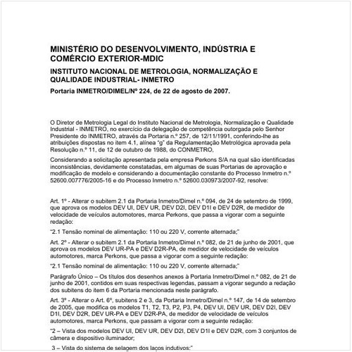 Portaria DIMEL/INMETRO 224:2007 - Situação: Em vigor