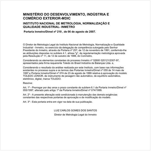 Portaria DIMEL/INMETRO 210:2007 - Situação: Revisto