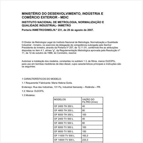 Portaria DIMEL/INMETRO 231:2007 - Situação: Revogado