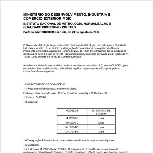 Portaria DIMEL/INMETRO 232:2007 - Situação: Revisto