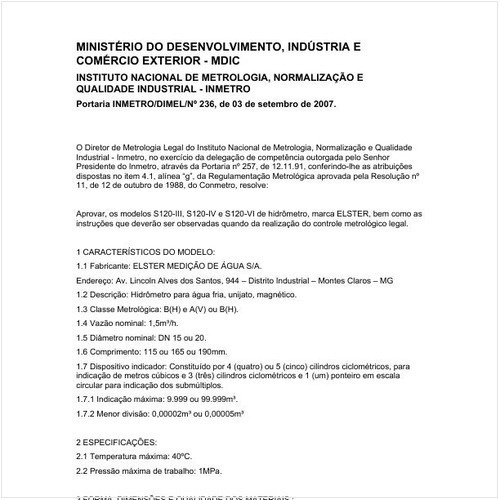 Portaria DIMEL/INMETRO 236:2007 - Situação: Revisto