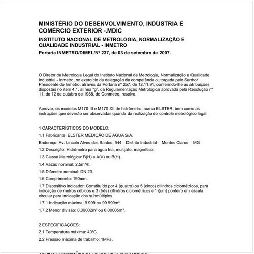 Portaria DIMEL/INMETRO 237:2007 - Situação: Revisto