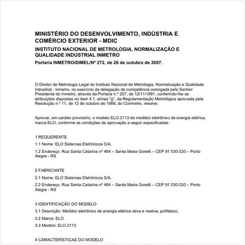 Portaria DIMEL/INMETRO 272:2007 - Situação: Revisto