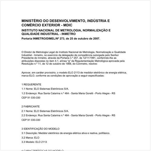 Portaria DIMEL/INMETRO 273:2007 - Situação: Revisto