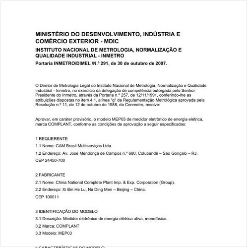 Portaria DIMEL/INMETRO 291:2007 - Situação: Revisto
