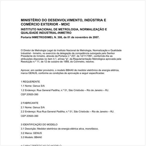 Portaria DIMEL/INMETRO 308:2007 - Situação: Em vigor