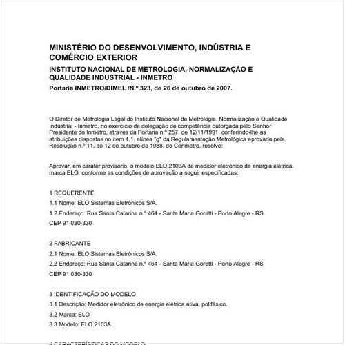 Portaria DIMEL/INMETRO 323:2007 - Situação: Revisto