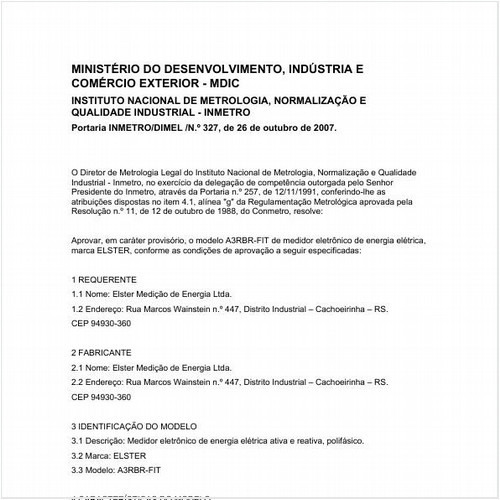 Portaria DIMEL/INMETRO 327:2007 - Situação: Revisto