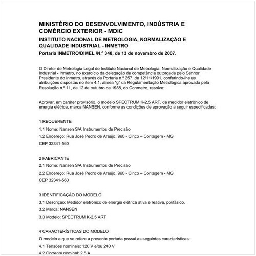 Portaria DIMEL/INMETRO 348:2007 - Situação: Revisto