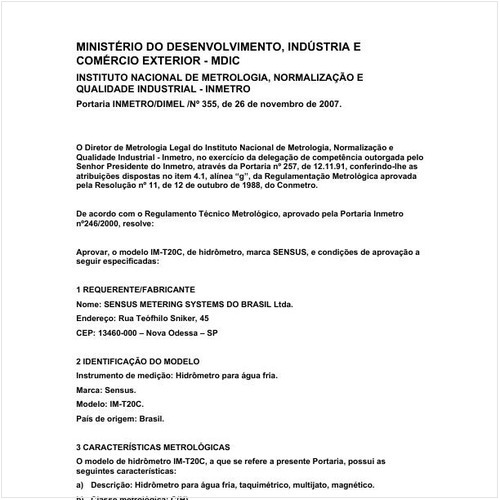 Portaria DIMEL/INMETRO 355:2007 - Situação: Revisto