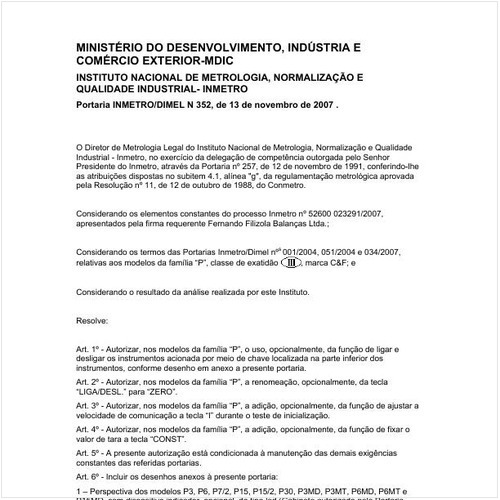 Portaria DIMEL/INMETRO 352:2007 - Situação: Em vigor