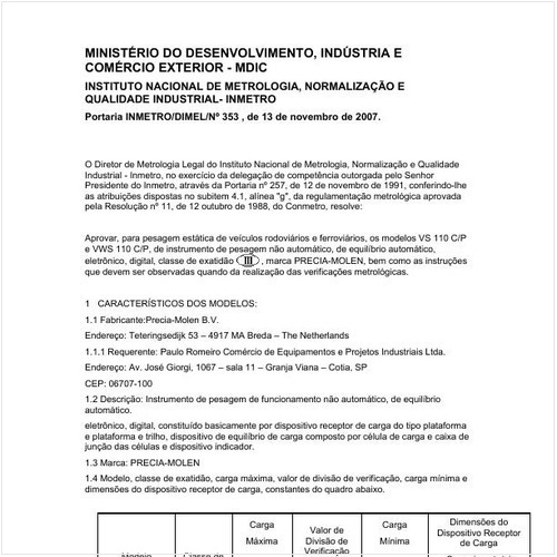 Portaria DIMEL/INMETRO 353:2007 - Situação: Em vigor