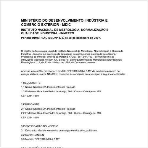 Portaria DIMEL/INMETRO 375:2007 - Situação: Revisto