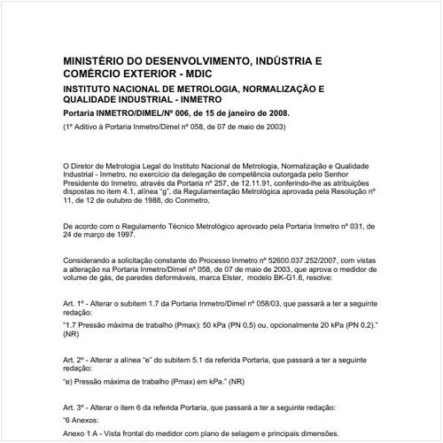 Portaria DIMEL/INMETRO 6:2008 - Situação: Em vigor