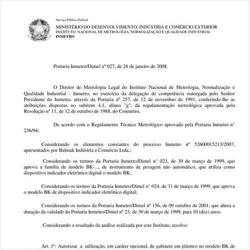Portaria DIMEL/INMETRO 27:2008 - Situação: Revisto