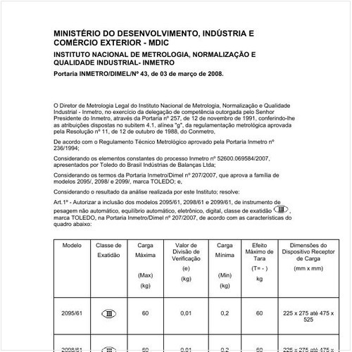 Portaria DIMEL/INMETRO 43:2008 - Situação: Revisto