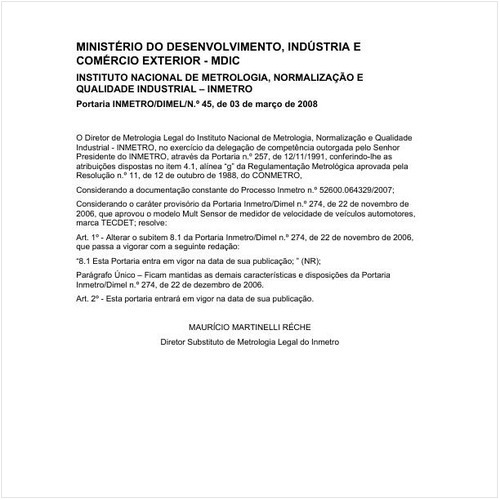 Portaria DIMEL/INMETRO 45:2008 - Situação: Em vigor