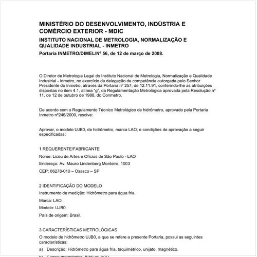 Portaria DIMEL/INMETRO 56:2008 - Situação: Revisto
