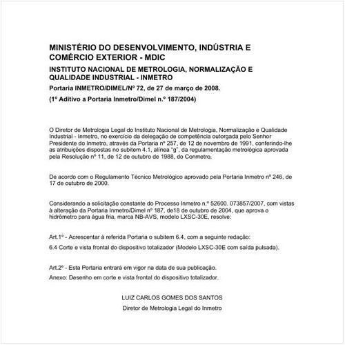 Portaria DIMEL/INMETRO 72:2008 - Situação: Em vigor