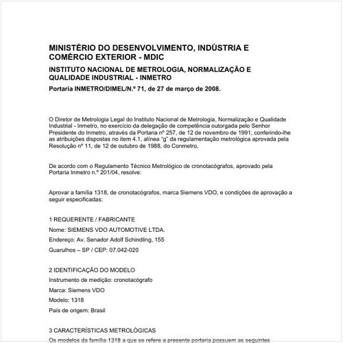 Portaria DIMEL/INMETRO 71:2008 - Situação: Revisto