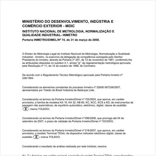 Portaria DIMEL/INMETRO 74:2008 - Situação: Revisto