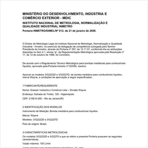 Portaria DIMEL/INMETRO 12:2008 - Situação: Em vigor