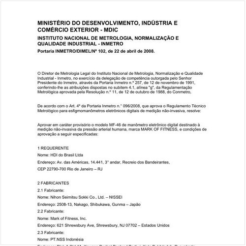 Portaria DIMEL/INMETRO 102:2008 - Situação: Revisto