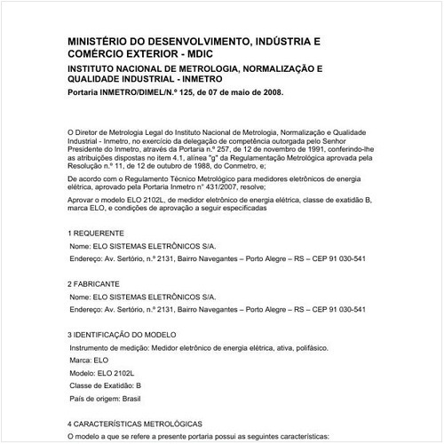 Portaria DIMEL/INMETRO 125:2008 - Situação: Revisto