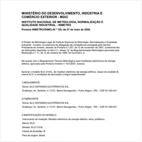 Portaria DIMEL/INMETRO 126:2008 - Situação: Revisto