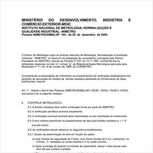Portaria DIMEL/INMETRO 193:2000 - Situação: Revogado