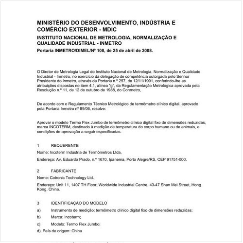 Portaria DIMEL/INMETRO 108:2008 - Situação: Em vigor