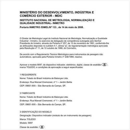 Portaria DIMEL/INMETRO 133:2008 - Situação: Revisto