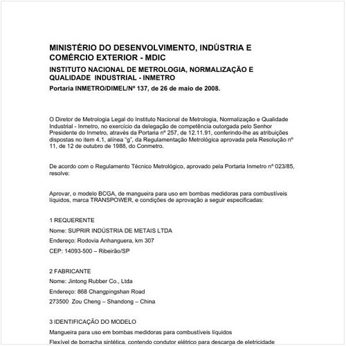Portaria DIMEL/INMETRO 137:2008 - Situação: Em vigor