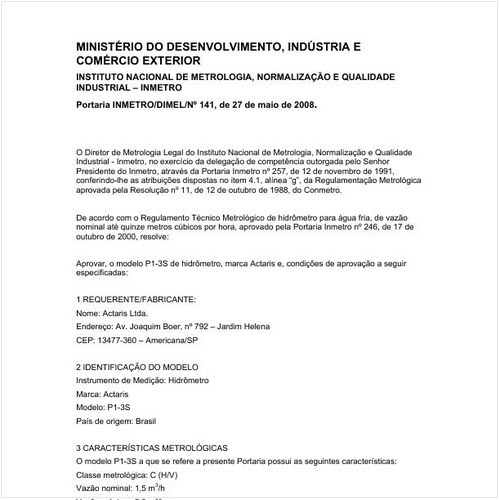 Portaria DIMEL/INMETRO 141:2008 - Situação: Revisto
