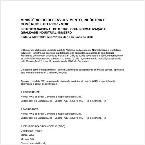 Portaria DIMEL/INMETRO 165:2008 - Situação: Em vigor