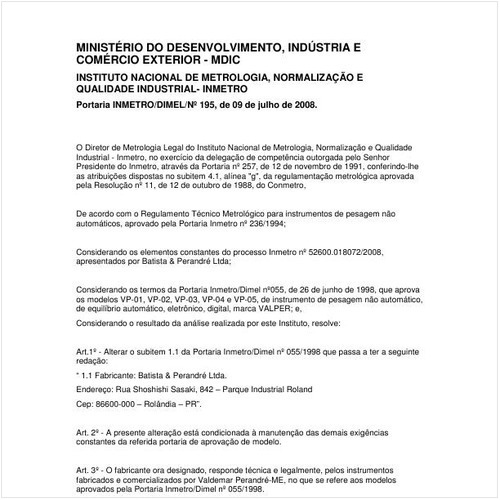 Portaria DIMEL/INMETRO 195:2008 - Situação: Em vigor