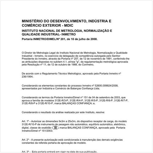 Portaria DIMEL/INMETRO 201:2008 - Situação: Em vigor