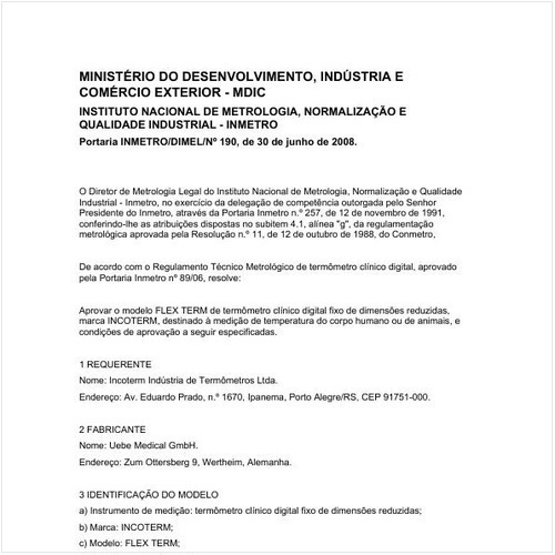 Portaria DIMEL/INMETRO 190:2008 - Situação: Em vigor
