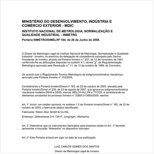 Portaria DIMEL/INMETRO 184:2008 - Situação: Revisto