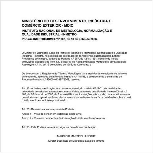 Portaria DIMEL/INMETRO 205:2008 - Situação: Em vigor