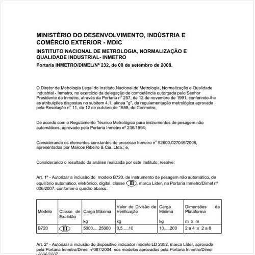 Portaria DIMEL/INMETRO 232:2008 - Situação: Revisto