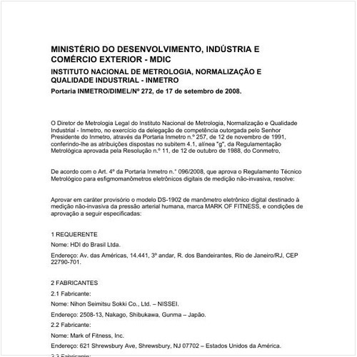 Portaria DIMEL/INMETRO 272:2008 - Situação: Revisto