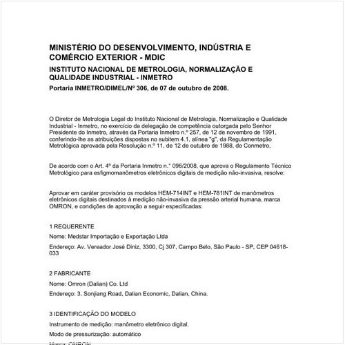 Portaria DIMEL/INMETRO 306:2008 - Situação: Revisto
