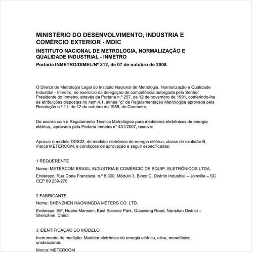 Portaria DIMEL/INMETRO 312:2008 - Situação: Em vigor