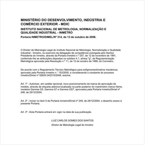 Portaria DIMEL/INMETRO 314:2008 - Situação: Em vigor